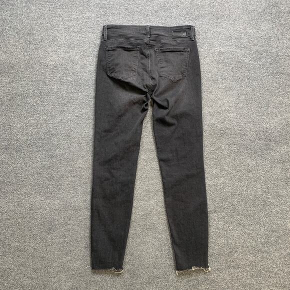 Mavi Jeans Womens 27 Faded Black Denim Whiskered Stretch Fringe Hem Cropped - Picture 9 of 12